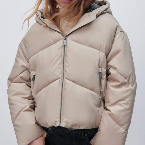 zara short puffer coat